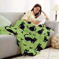 thumbnail image 3 of Ultra-Soft Black Cat Print Fleece Throw Blanket – Cozy All-Season Comfort for Sofa, Bed, Camping, Car & Travel – Machine Washable 100% Polyester, Playful Contemporary Design, 3 of 7