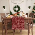 thumbnail image 2 of Red Letter Snowflakes Merry Christmas Winter Xmas Cloth Table Runner Burlap Table Decoration for Home Kitchen Dining Dinner Indoor Holiday Farmhouse Decor 13.8x90 Inch, 2 of 6