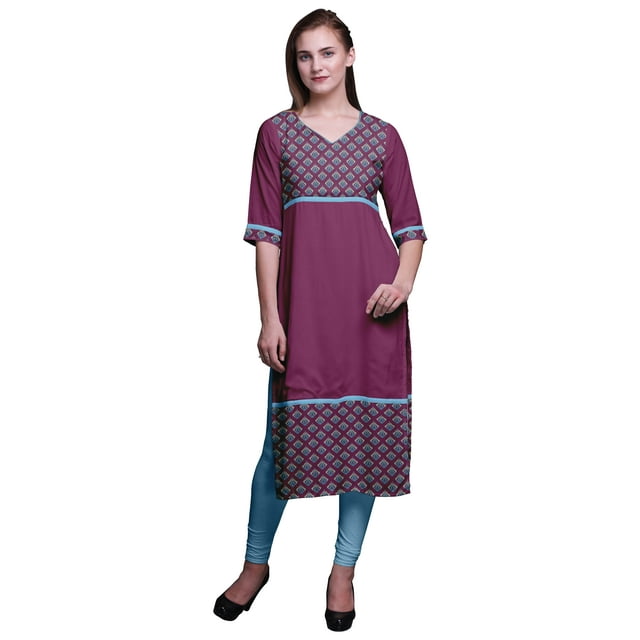 Bimba Robe Kurti Longue Imprimée Tunique Droite Robes pour Femmes Haut Indien