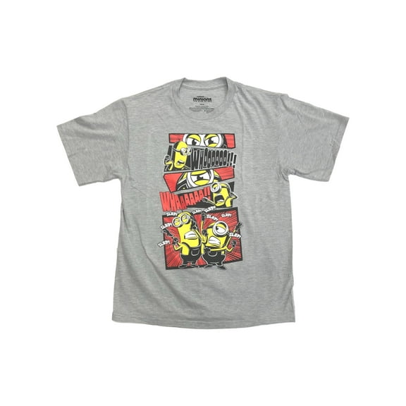 Despicable Me Boys Gray Slapping Minions Tee Shirt T-Shirt Large (14-16)