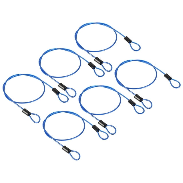 Uxcell Security Cable Coated Luggage Lock Wire Rope with Loop Clear Blue 1.64ft
