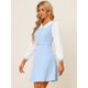 thumbnail image 3 of Vestido Midi Elegante Con color De Contraste Y Cuello En V de Manga Larga Para Mujer Azul Claro XL, 3 of 5