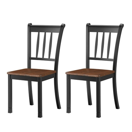 Topbuy Armless Wooden Back Dining Side Chair Set of 2 Black