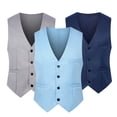 thumbnail image 3 of Uehgn Men Waistcoat Solid Color Single-breasted V Neck Sleeveless Spring Vest for Work, 3 of 7