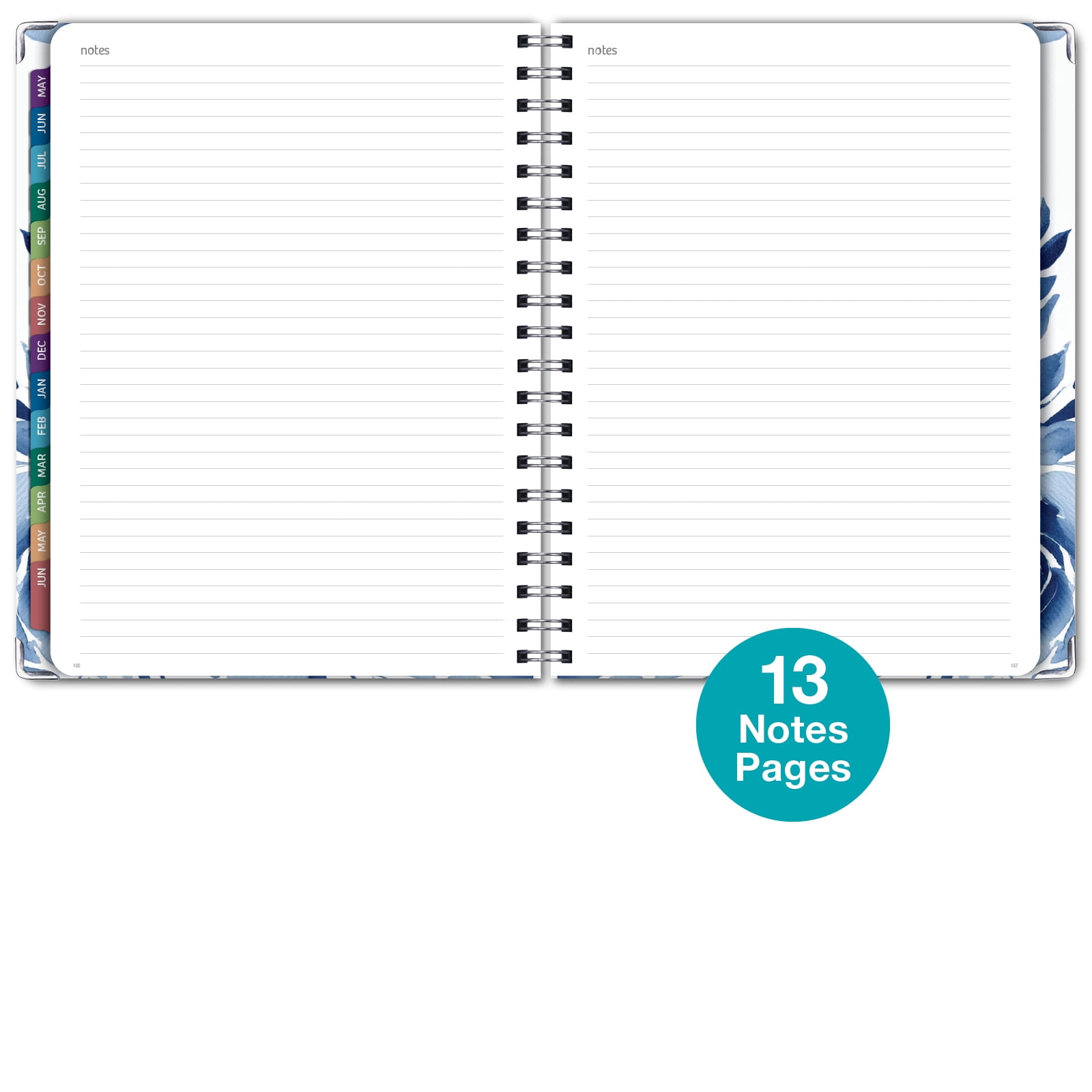2026-2027 Excello Brands 8.5" x 11" Academic Year Hardcover Fashion Planner, Weekly/Monthly, 14 Month, Blue Bloom