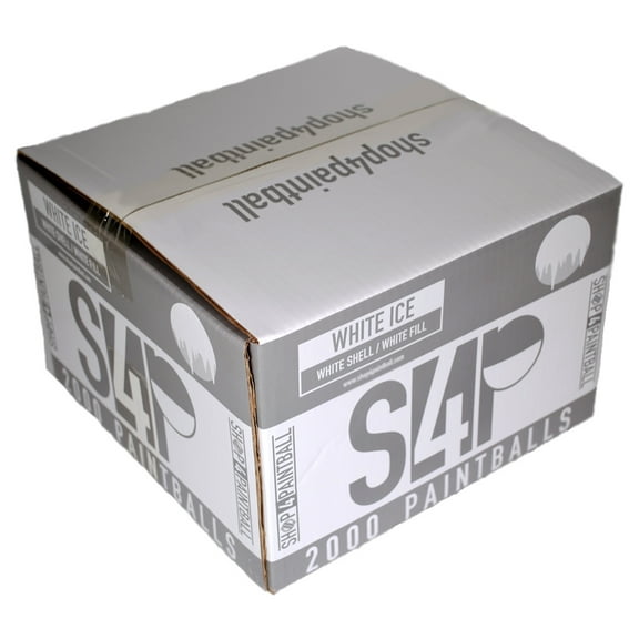 Shop4Paintball - WHITE ICE - .68 Caliber Paintballs - White/White - Case of 2000