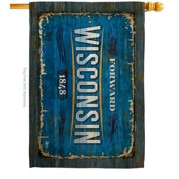 28 x 40 in. Wisconsin Vintage American State House Flag with Double-Sided Horizontal Decoration Banner Garden Yard Gift