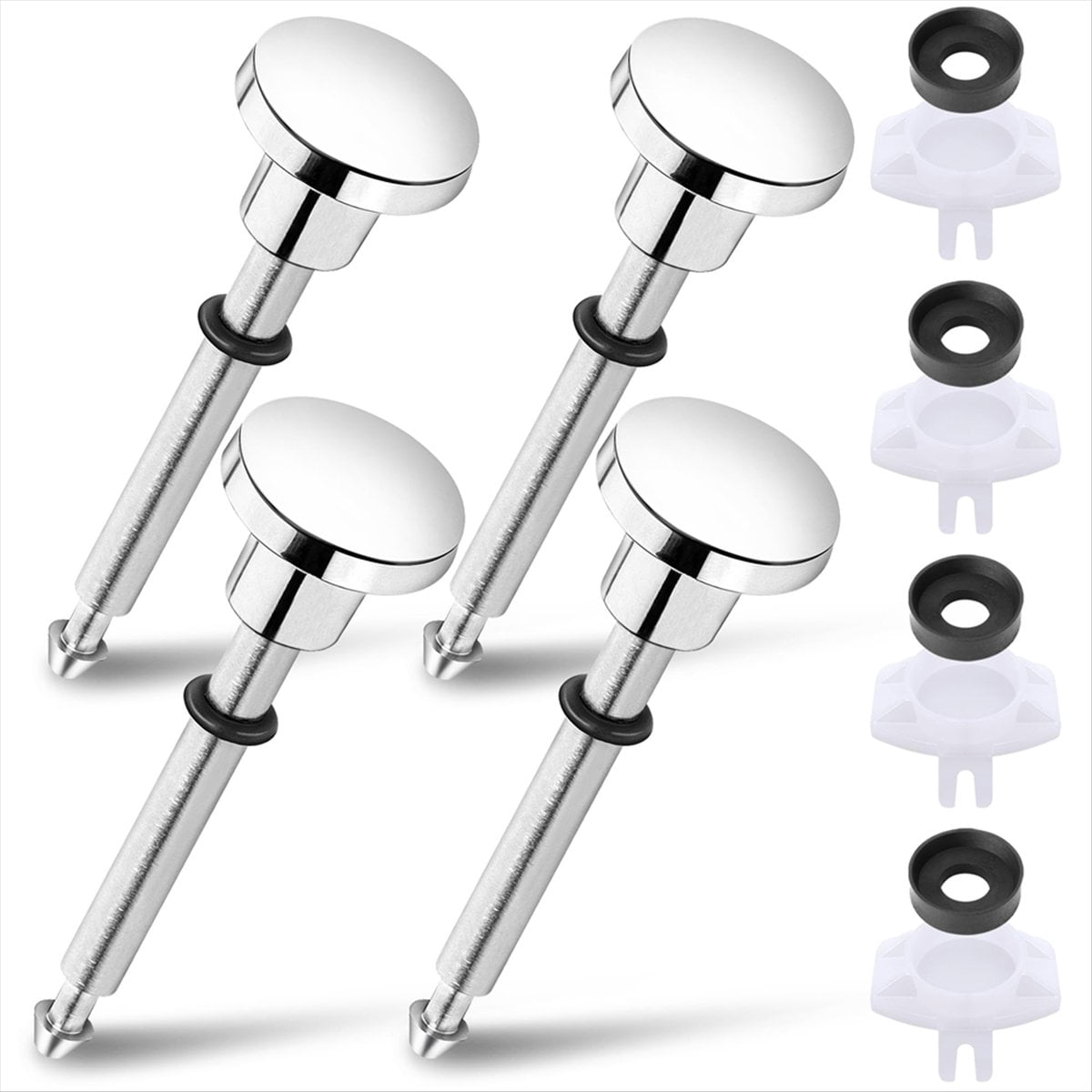 Silver Bathtub Spout Diverter Repair Kit – 2 Sets – Includes 2 Diverter Stems, 2 Cup Seals, 2 Gates – Brushed Nickel Finish – Durable Replacement Parts For Leaking Tub Spouts