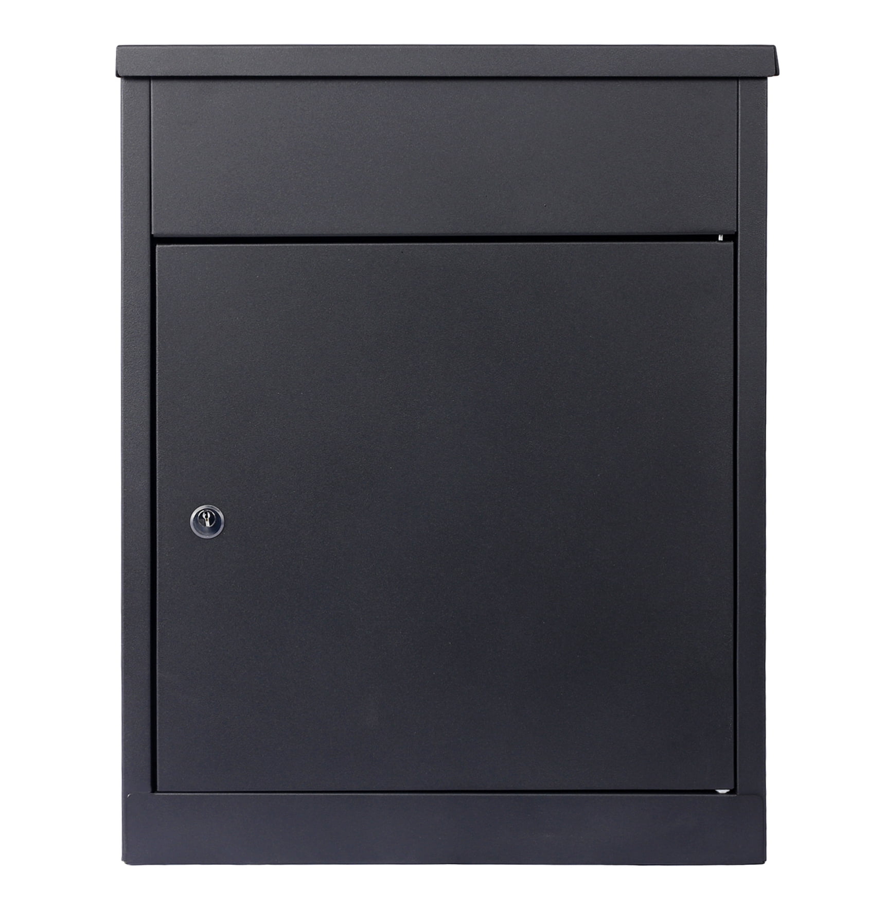 Package Delivery Box, Large Mailbox, Galvanized Steel Lockable - Outdoor Secure Parcel Drop Box for Porch, Curbside, Black