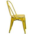 thumbnail image 3 of Distressed Yellow Metal Indoor-Outdoor Stackable Chair, 3 of 9