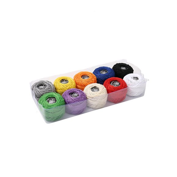 EGNMCR 10 Colors 12 Colors 16 Colors Lace Stitch Thread Hand Ball Artificial Silk Solid Color Embroidery Thread Box Artificial silk embroidery thread