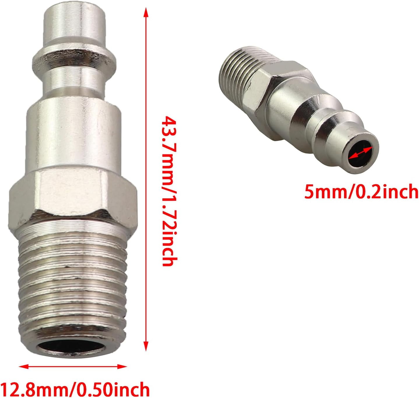 MKEUDQ-5PCS High Pressure Air Hose Quick Couplings 1/4inch NPT Male Thread Plug Inserts Industrial Air Hose Quick Connect Adapters Silver for Pneumatic Systems Air Compressors Pressure Washers
