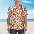 thumbnail image 2 of Sikiie Colorful Maple Leaves Print Men's Hawaiian Shirt, Summer Beach Button Pocket Short Sleeve T-Shirt,Medium, 2 of 7