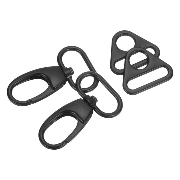Swivel Snap Hook, Zinc Alloy Push Gate Lobster Claw Clasp with Triangle Rings for Lanyard DIY Crafts Making (1", Black)