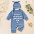 thumbnail image 5 of mgoYE Baby Boy Grandma Outfit Long Sleeve Waffle Letter Romper Jumpsuit and Hat Newborn Coming Home Outfits Infant Boys Fall Winter Clothes 9-12 Months, 5 of 9