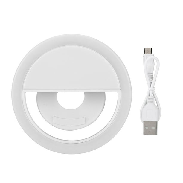 Lámpara LED para selfies con carga USB, portátil, con clip luminoso para iPhone (blanca)