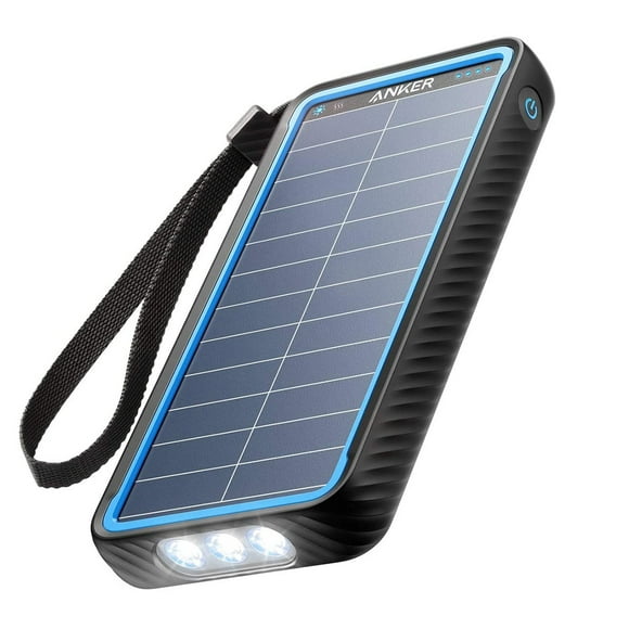 Anker PowerCore Solar 10000mAh Power Bank, 15W USB-C with Dual Ports Flashlight IP65 Splash Proof Dustproof for Outdoor Activities
