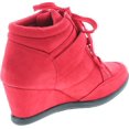 thumbnail image 5 of Forever Womens Peggy-51 Hot Fashion Lace Up Wedge Sneakers Casual shoes, Red, 7.5, 5 of 7