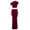 Red, variant on HXWCHs Elegant Women's Sleeveless Slanted Collar High Waist Slim Fit Long Skirt Suit Two Piece Outfit M Brown