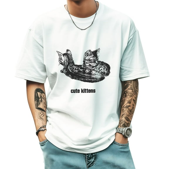 Graphic Tees for Men Summer New Print Casual Tee Fashion Trend Sports Shirt Select