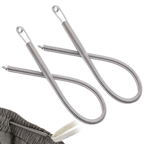 2 PCS Spring Drawstring Needle Threader,DIY Rope Threader Clip,Drawstrings Replacement with Easy Threaders,Drawstring Threader Tool Set,for Drawstring Replacement for Hoodies,Pants