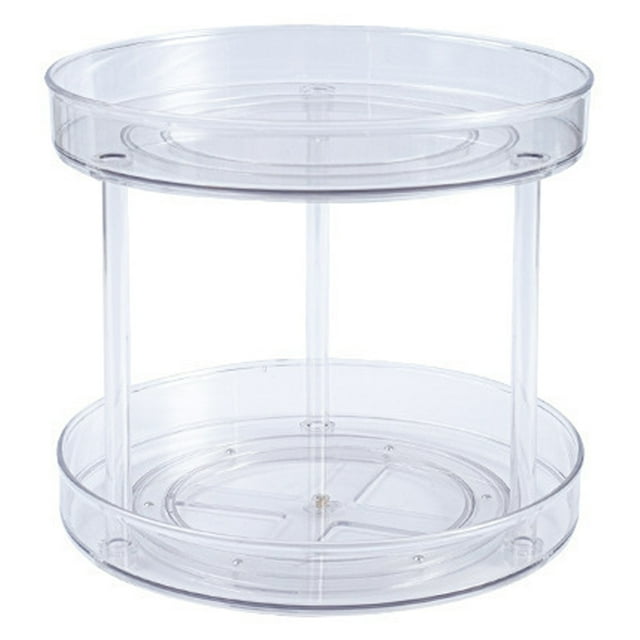 Rotating Organizer Transparent Double Layer 360° Rotatable Kitchen Seasonings Rack Makeup Holder Lazy Susan Turntable