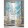 thumbnail image 4 of Ocean Beach Sheer Curtains 2 Panels Set Gradient Blue Ocean Sea Star Shell Beach Sheer Window Curtains Light Filtering Rod Pocket Voile Drapes for Bedroom Living Room 52"X108", 4 of 8