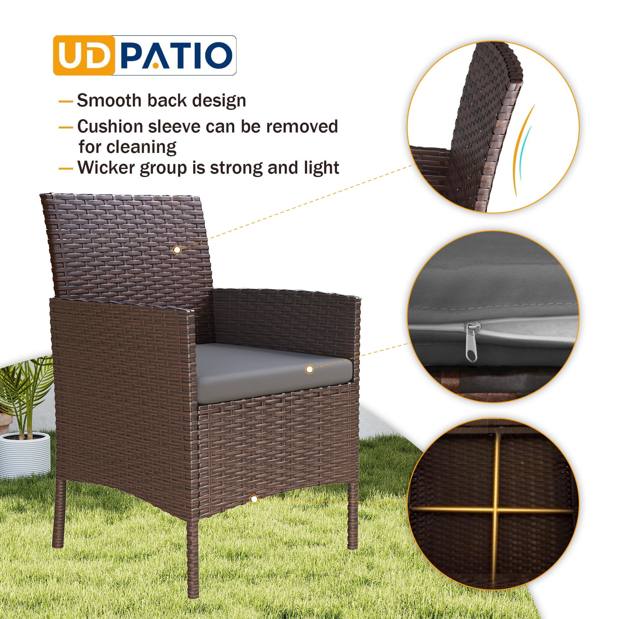 MRUAKA Patio Furniture Set 4 Pieces Porch Furniture Outdoor Modular Wicker Patio Sectional Conversation Furniture Set for Backyard,Porch,Garden,Poolside and Balcony(Grey)