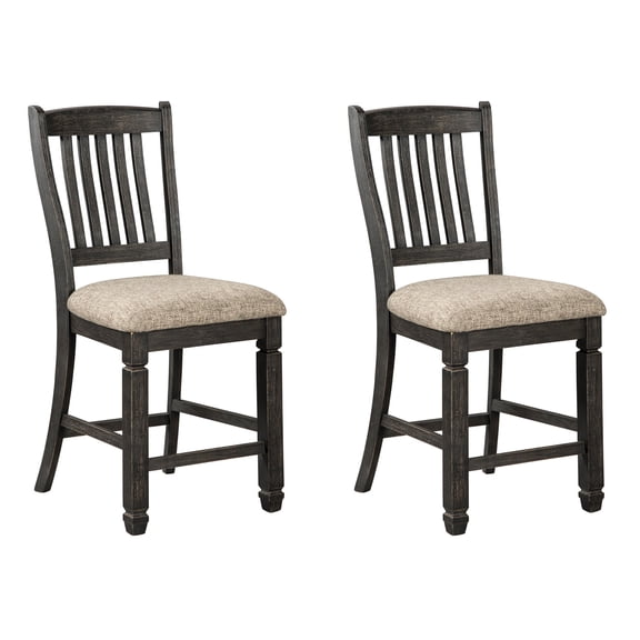 Signature Design by Ashley Tyler Creek Counter Height Upholstered Barstool, Set of 2, Black/Grayish Brown