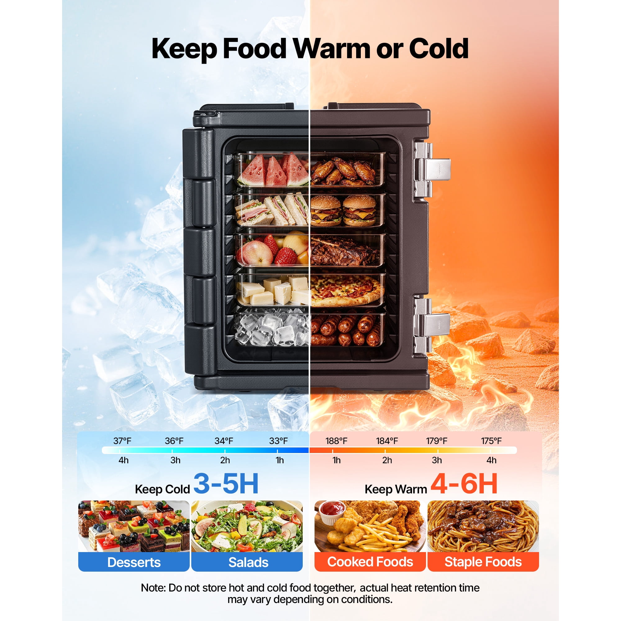 KFFKFF Insulated Food Pan Carrier, 82 Qt Non-Electrical Food Warmer with Wheels & Stainless Steel Latch, Durable Stackable Hot Box for Multiple Pan Sizes (Not Included), Ideal for Catering (Black)