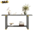 thumbnail image 2 of GZXS Industrial-Style Sofa Table with Open Storage Shelf, Pine Wood Legs, MDF Top, Easy Assembly, 63"L x 15.7"W x 30.1"H, Gray, 2 of 10