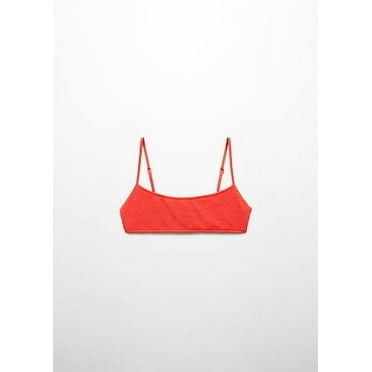 MANGO - Pleated Bikini Top Brick - L - Woman