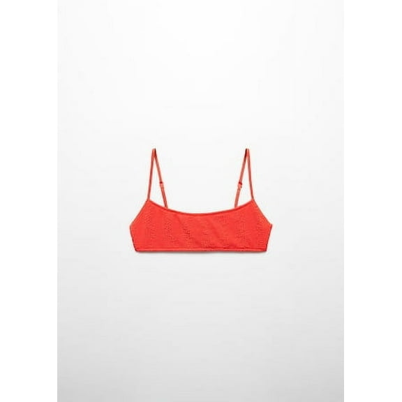 MANGO - Pleated Bikini Top Brick - L - Woman
