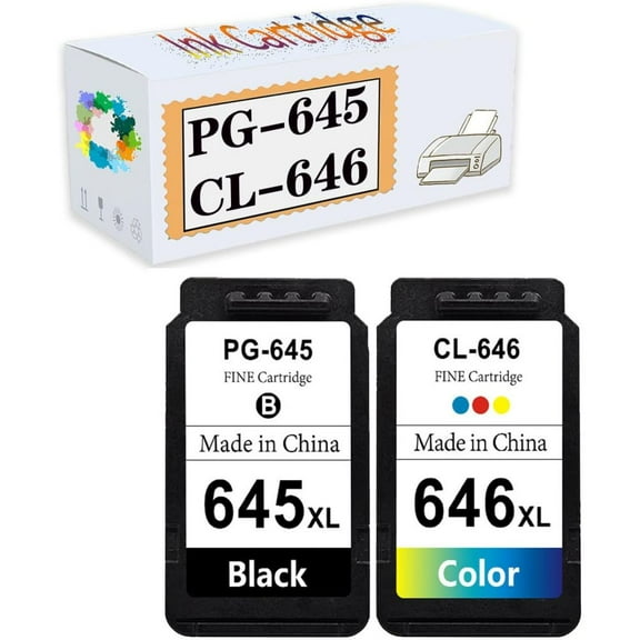 Compatible PG-645 CL-646 PG645 CL646 Ink Cartridges Replacement for Canon MG2460 MG2560 MG2960 TS206 TS306 TS3160 MX496 IP2860 Printers 2 Black