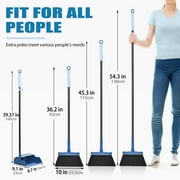 JEHONN Broom and Dustpan Set for Home with 54 inches Long Handle (Blue)