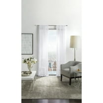 Martha Stewart Glacier Sheer, 50"W x 84"L Poletop White Indoor Curtain, Set of 2, Polyester, Adult
