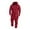Red, variant on Men's Fleece Lined Hooded Jumpsuit, Insulated Zip Up, Pure Color Splicing, Casual One Piece Pajamas, Autumn Winter