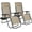 Beige, variant on lounge chairs with outdoor adjustable reclining feature, steel mesh folding recliner designed for pool, beach, and camping use, including pillows and cup tray