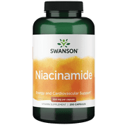 Swanson Niacinamide Vitamin Supplement, Supports Energy, Cardiovascular Health & Metabolism, 250 Capsules, 500 mg