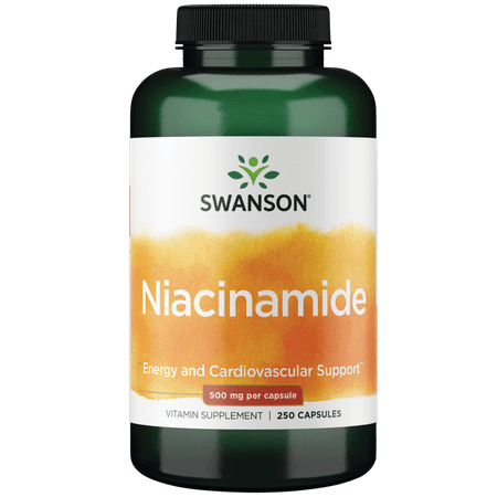 Swanson Niacinamide Vitamin Supplement, Supports Energy, Cardiovascular Health & Metabolism, 250 Capsules, 500 mg