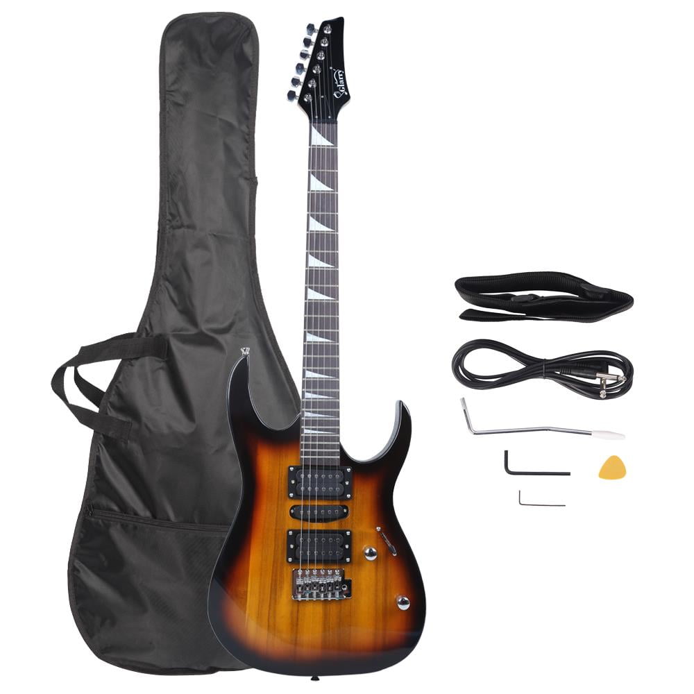 Glarry 170 Electric Guitar with Novice Bag Strap Paddle Rocker