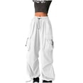 thumbnail image 7 of Scyoekwg Sweatpants Girls Solid Color Comfy Elastic Waistband Drawstring Sports Outdoor Cargo Sweatpants Casual Spring Fashion Baggy Pants White 8-9 Years, 7 of 7