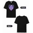 thumbnail image 6 of T Shirts for Women Short Sleeve Cotton Crewneck T-Shirt, Skull Purple Heart Trendy Tee Tops Casual Basic T-Shirts, XS-5XL Black 3XL, 6 of 7