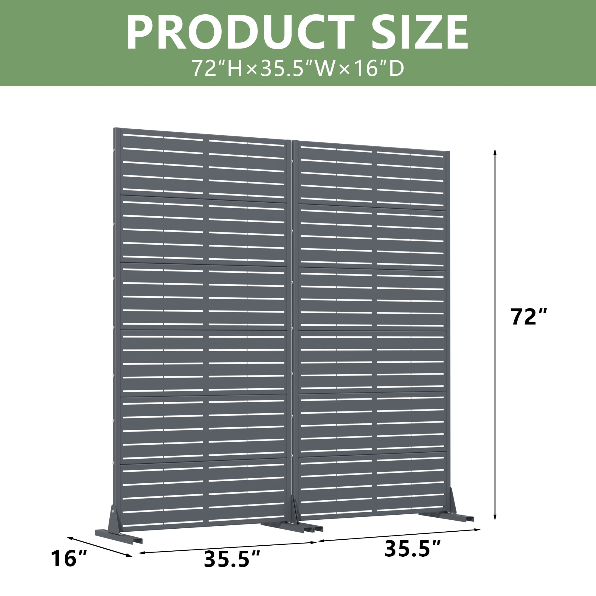 Metal Privacy Metal Screen Fence Panel Set of 2