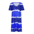 thumbnail image 4 of Henpk Summer Dresses for Women Striped T Shirt Dress Casual Midi Dress Short Sleeve Sundress with Pockets Summer Comfort Fashion Printing Short Sleeve V-Neck Dress Blue XXXL, 4 of 5