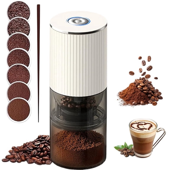 MGGEED Burr Coffee Grinder, Portable Electric Rechargeable Coffee Bean Mill, One Touch Adjustable, Compact for Home and Travel, 3.38oz, 1-Pack