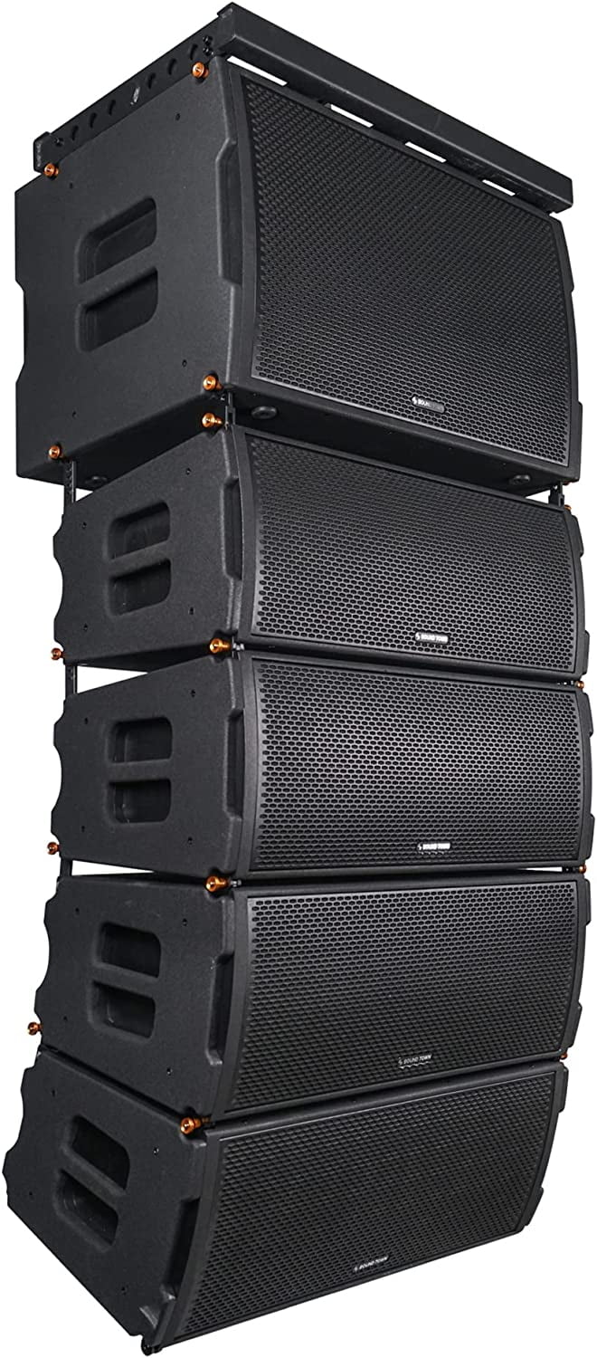 Sound Town ZETHUS Series Water-Resistant Line Array Speaker System with One 18" Subwoofer, Four 2 x 10 Line Array Speakers, One Flying Frame, Black (ZETHUS-IP118S210X4)