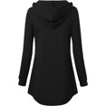 thumbnail image 3 of Una línea con capucha sudadera con capucha cuello en V manga larga botón cordón jersey casual tops para mujer, 3 of 7