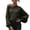 Olive Green, variant on Sweaters for Women Plus Size Trendy Off Shoulder Knit Coat Top Round-Neck Loose Long Sleeve Splicing Coat Olive Green
