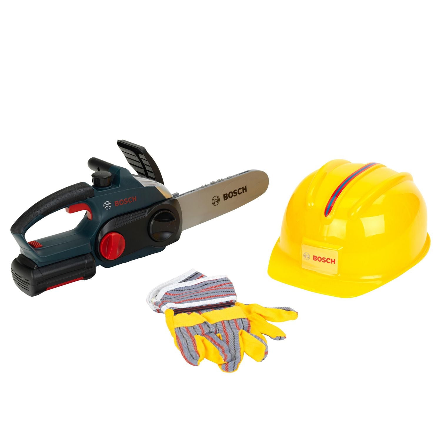 Theo Klein Bosch Toy Chain Saw, Helmet, Gloves<br>
